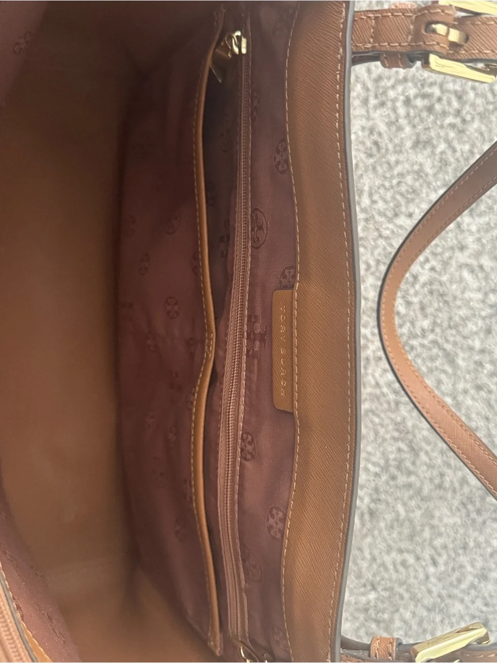 Tory Burch Chestnut Brown Saffiano Leather Tote